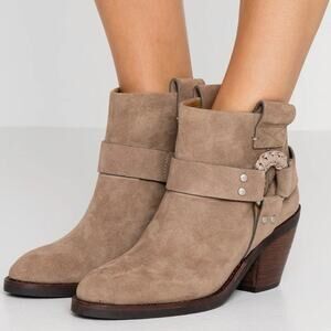 See by Chloé Ankle Boots Taupe Suede Western Luxury Rodeo Cowgirl Size 36 6 NIB